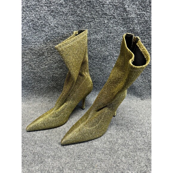 Marc Fisher Gold Breezy Pointy Toe Modern High Heel Bootie Size 8 - Picture 3 of 5
